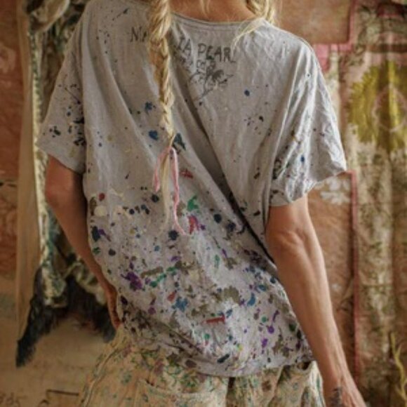 Magnolia Pearl Paint Splatter Tee OS NWT - Picture 4 of 6
